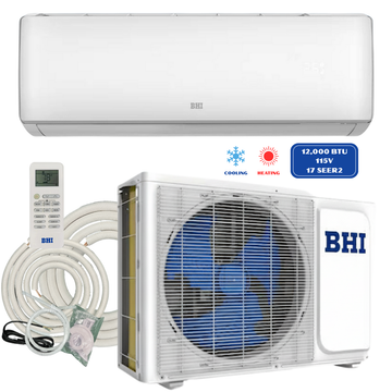 REFURBISHED BHI 12,000 BTU 17 SEER2 Ductless Mini Split Air Conditioner with Heat Pump, 115-Volt, 16.4ft/25ft lineset