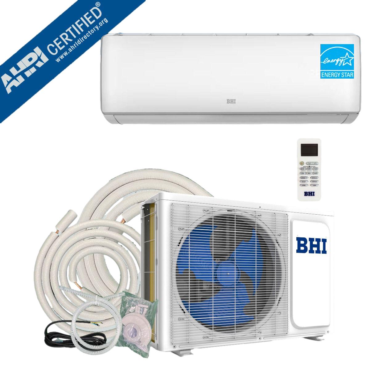 BHI Energy Star 12,000 BTU 22 SEER2 Ductless Mini Split Air Conditioner with Heat Pump,  115-Volt, 16.4 ft. Lineset